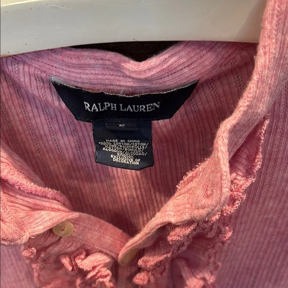 Ralph Lauren Pink Ruffled Mandarin Collar Blouse